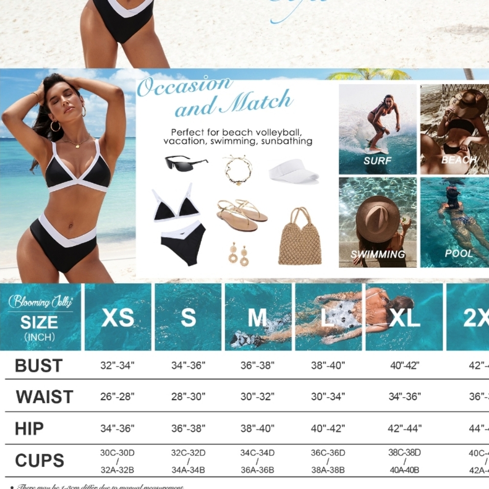 Blooming Jelly Womens Sexy Bikini Triangle Two Piece Swimsuit - Picture 4 of 5